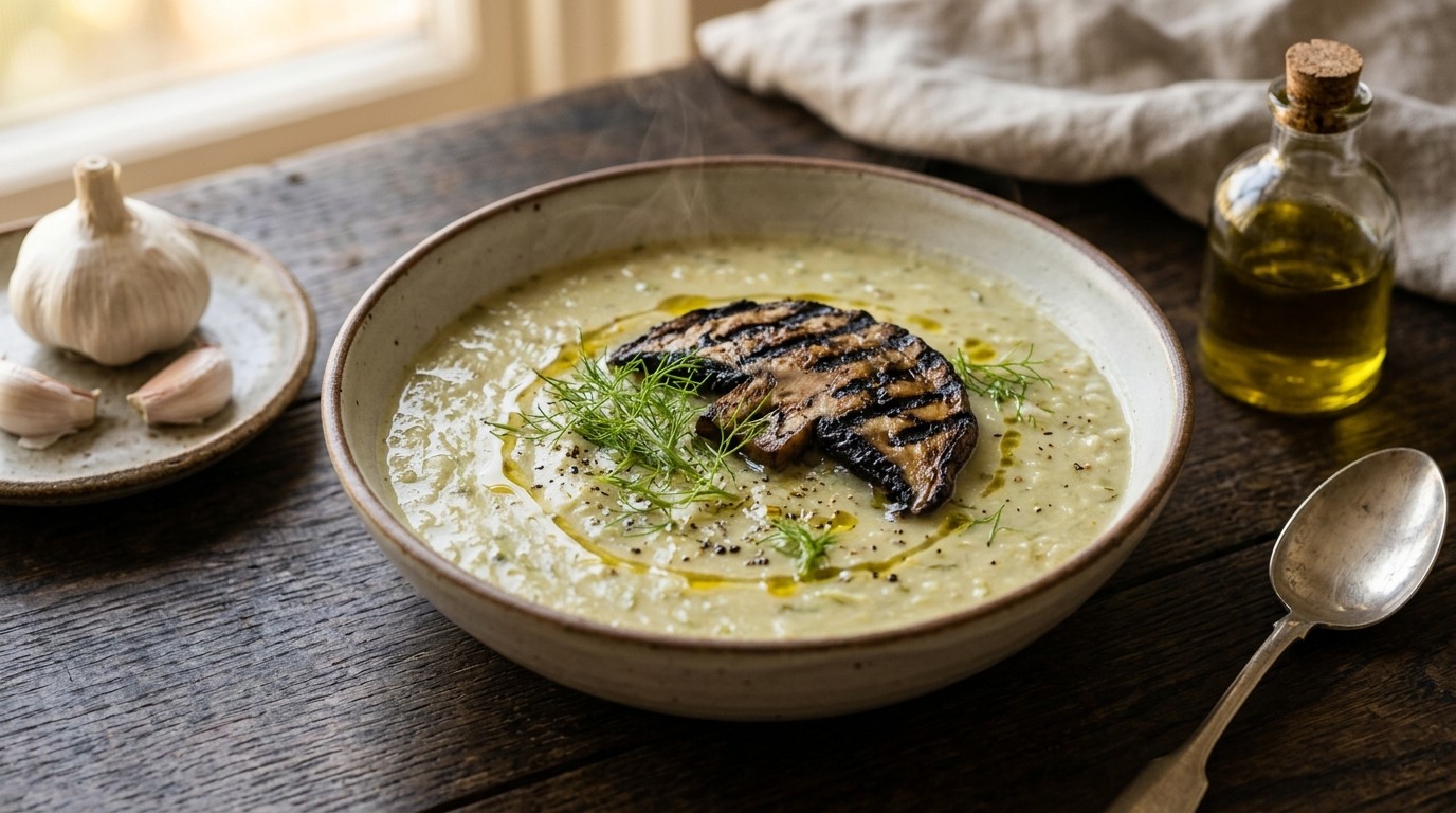 Venkelsoep met Gegrilde Portobello
