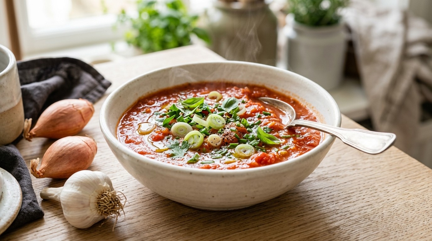 Verse Tomatensoep met Tuinkruiden en Bosui