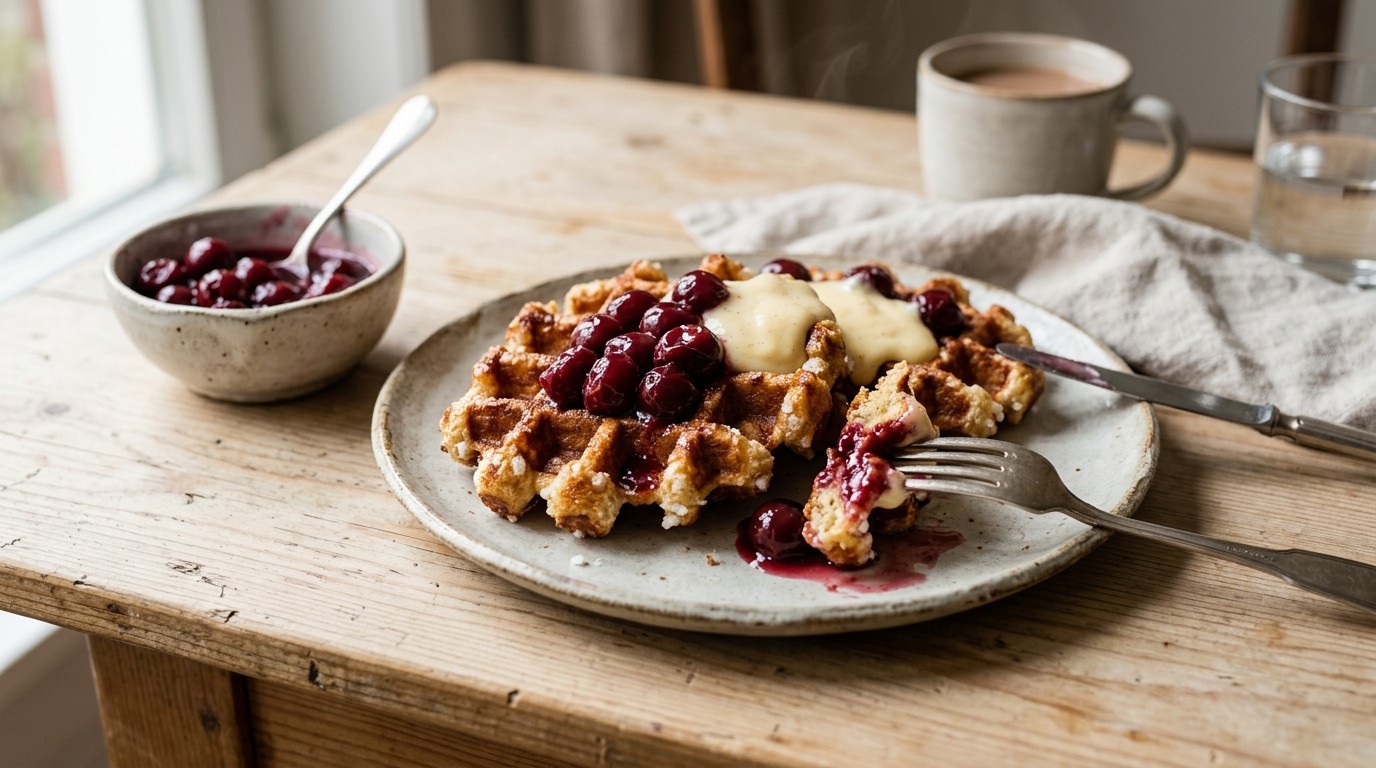 Verse Wafels met Warme Kersen recept Verse Wafels met Warme Kersen recept