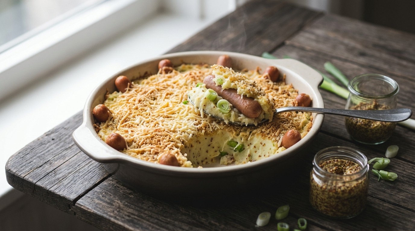 Verstopte Worstjes met Aardappelpuree en Bosui
