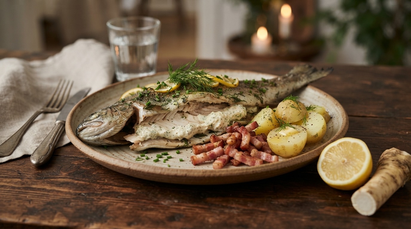 Vis Forel Gevuld met Mierikswortel Roomkaas