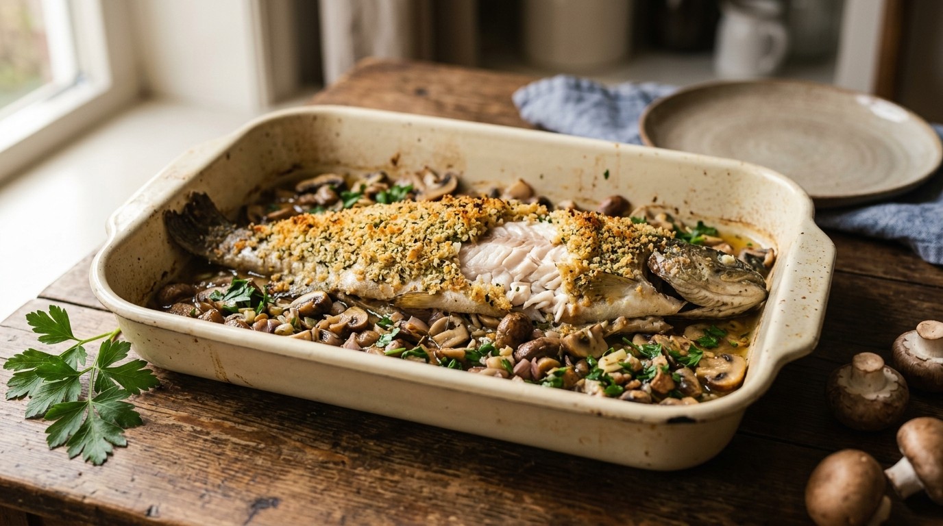 Vis Forel met Champignons