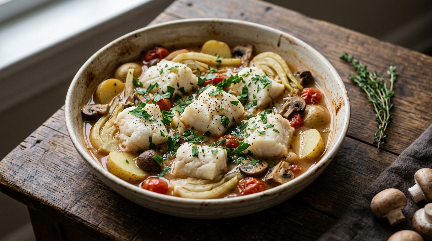 Vis Kabeljauw Casserole met Venkel