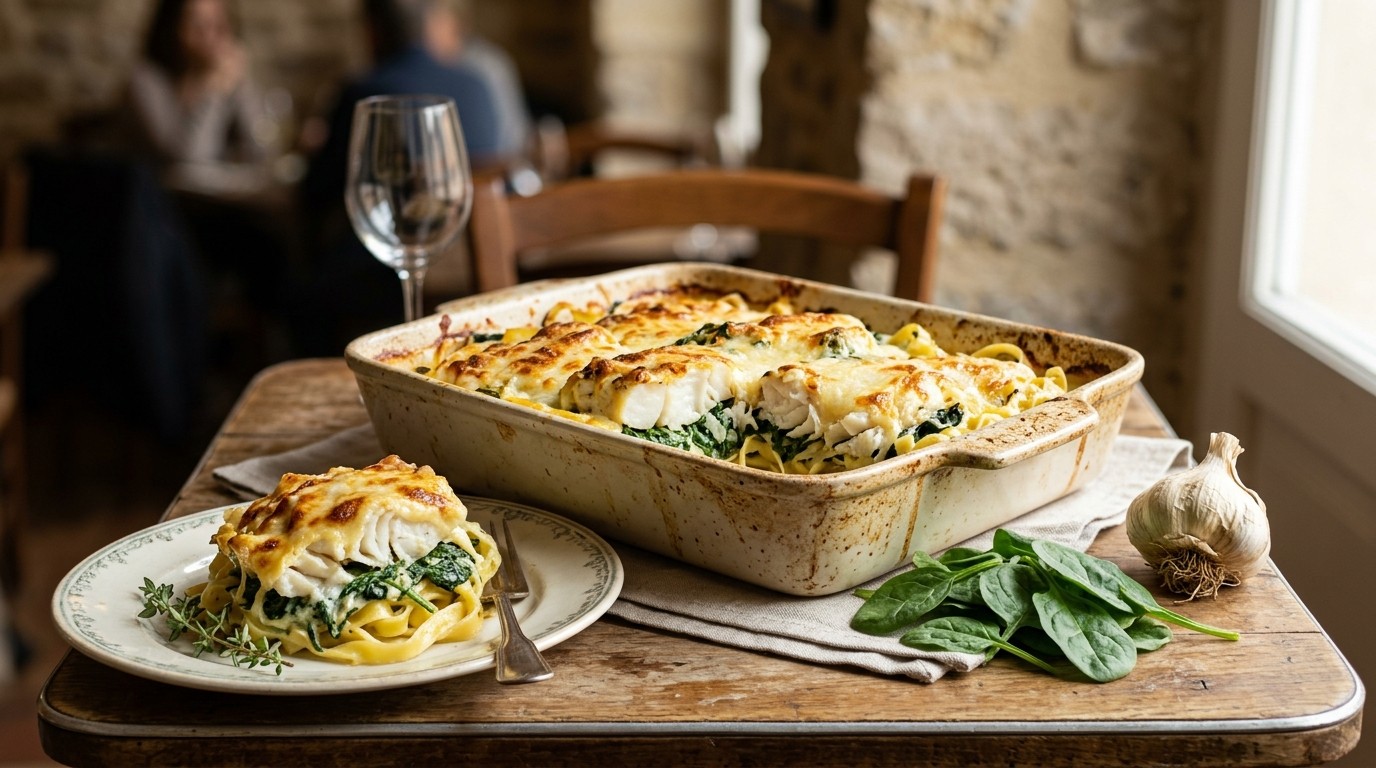 Vis met Spinazie-kaasgratin