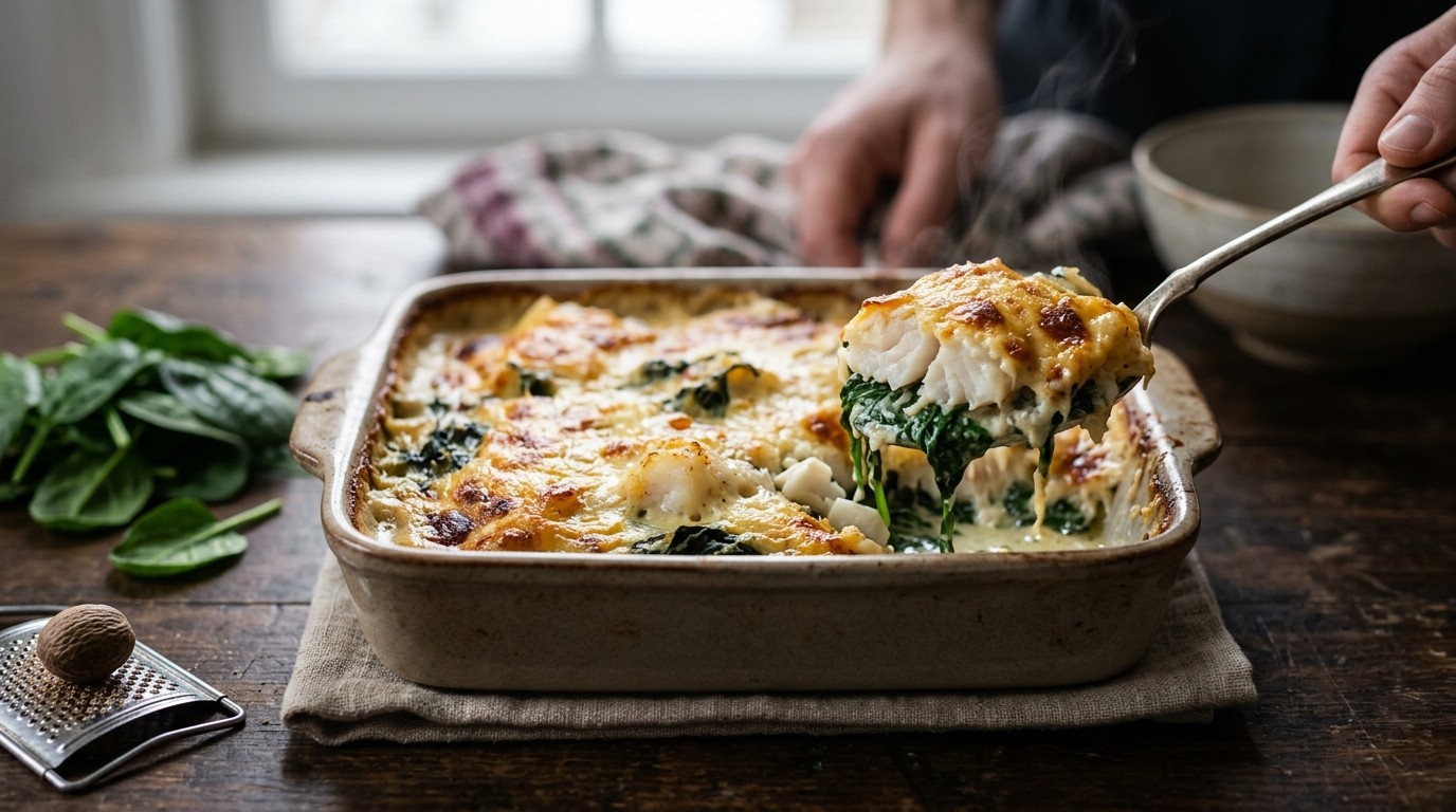 Visgratin met Spinazie
