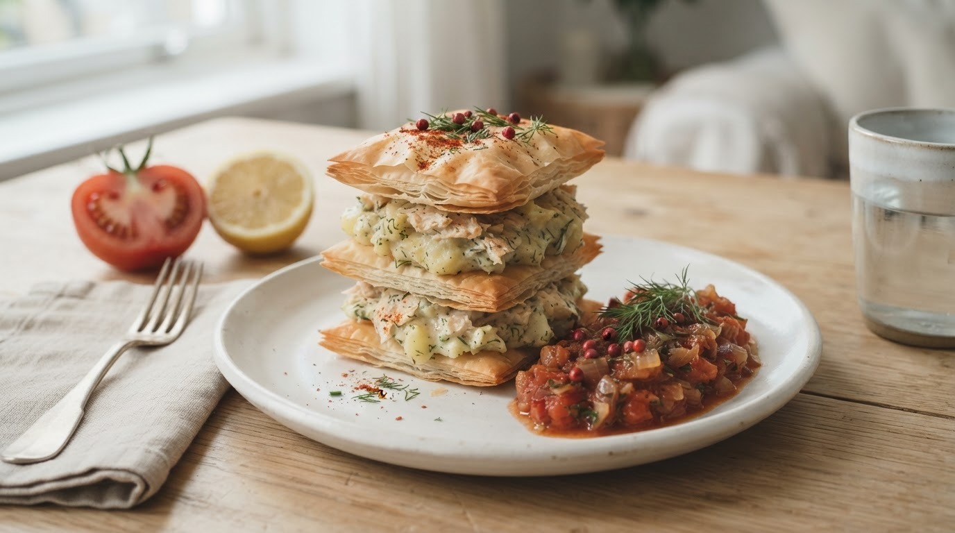 Vistompoes met Roze Peper-tomatenrelish