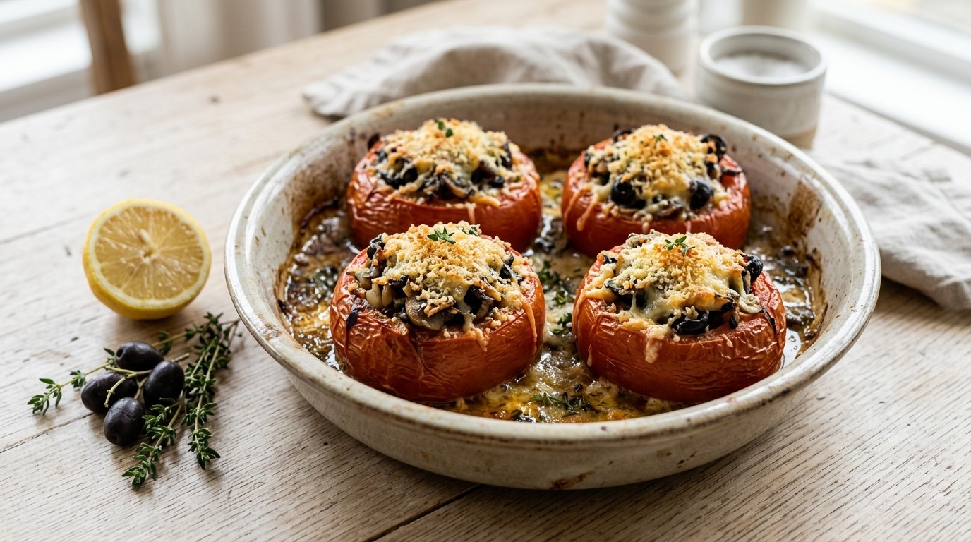 Vleestomaat Gevuld met Champignons en Geitenkaas