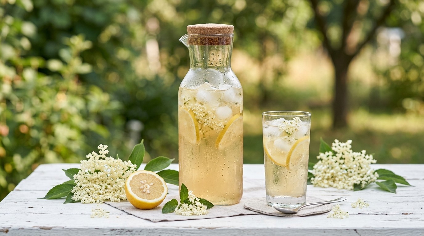 Vlierbloesem Limonade (soc of Holunderblüte Saft)