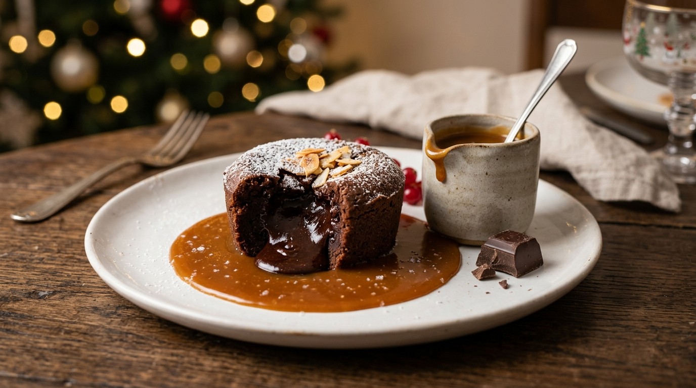 Vloeibaar Chocoladetaartje met Toffeeaus
