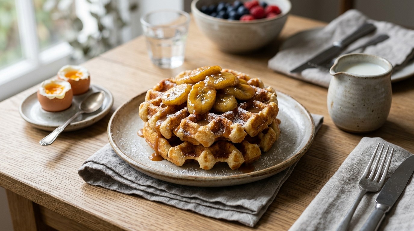 Wafels met Gekarameliseerde Bananen
