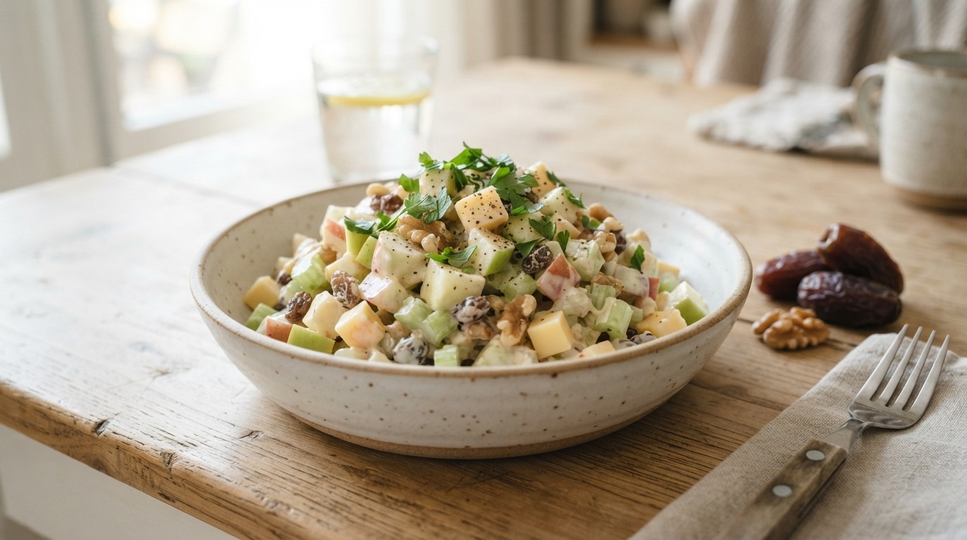 Waldorfsalade met Dadel-yoghurtsaus