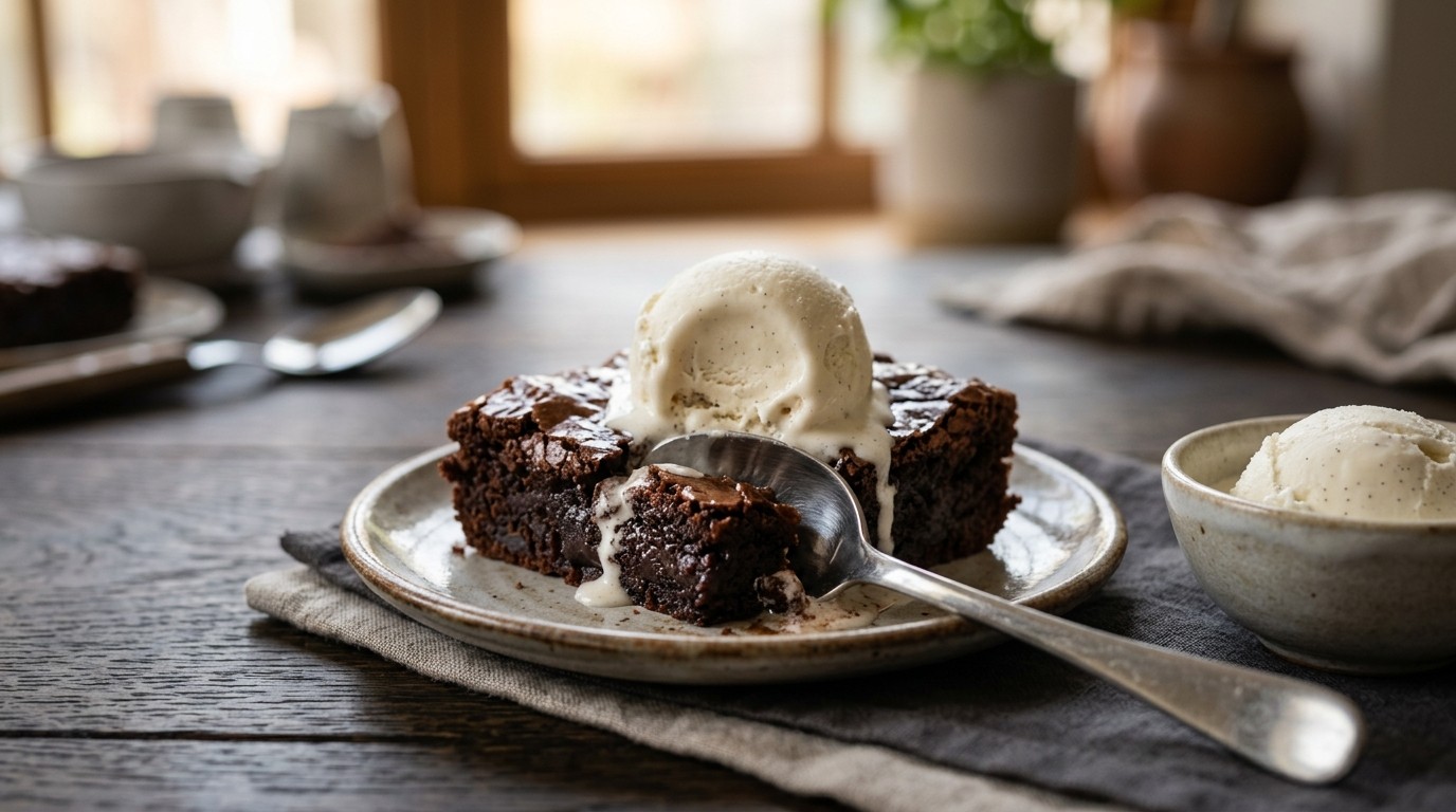 Warme Brownies met ijs