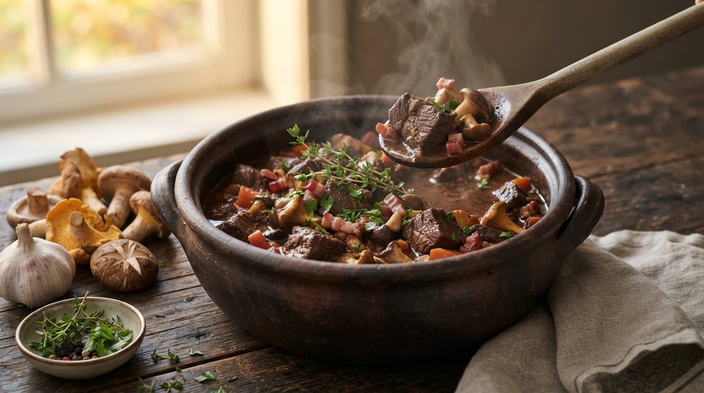 Wildzwijn Stoofpot met Paddestoelen recept Wildzwijn Stoofpot met Paddestoelen recept