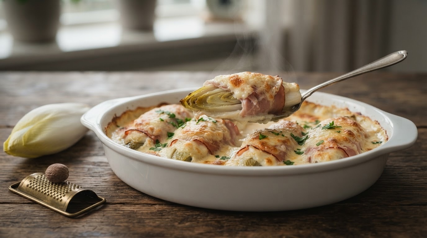 Witlof en ham in Bechamelsaus