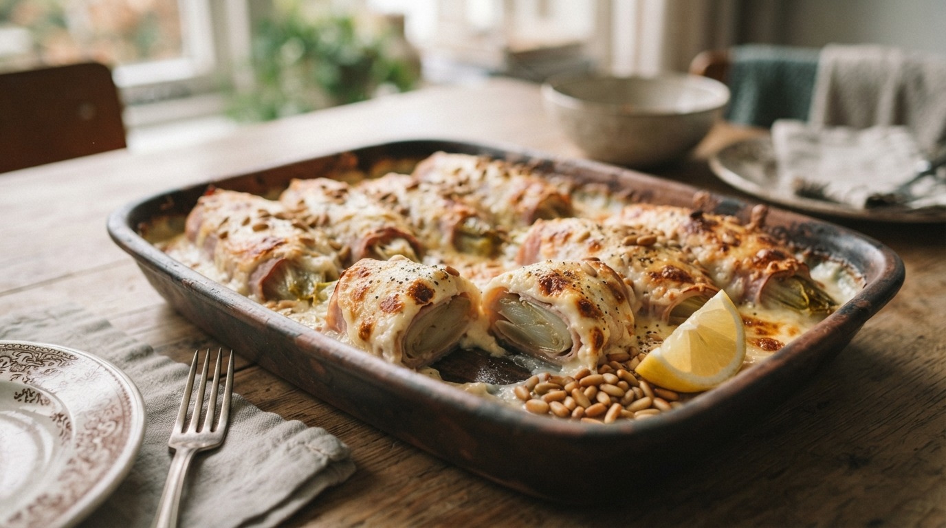 Witlof met ham, Kaas en Crème Fraiche