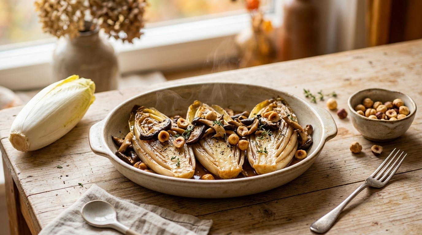Witlof met Paddestoelen en Noten