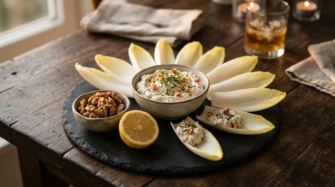 Witlof met Roomkaas-walnotendipsaus