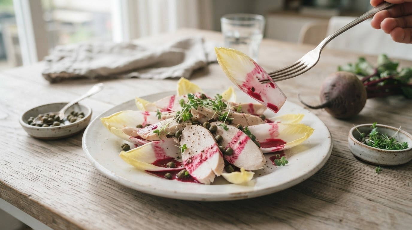 Witlofsalade met Kipfilet en Bietjesdressing