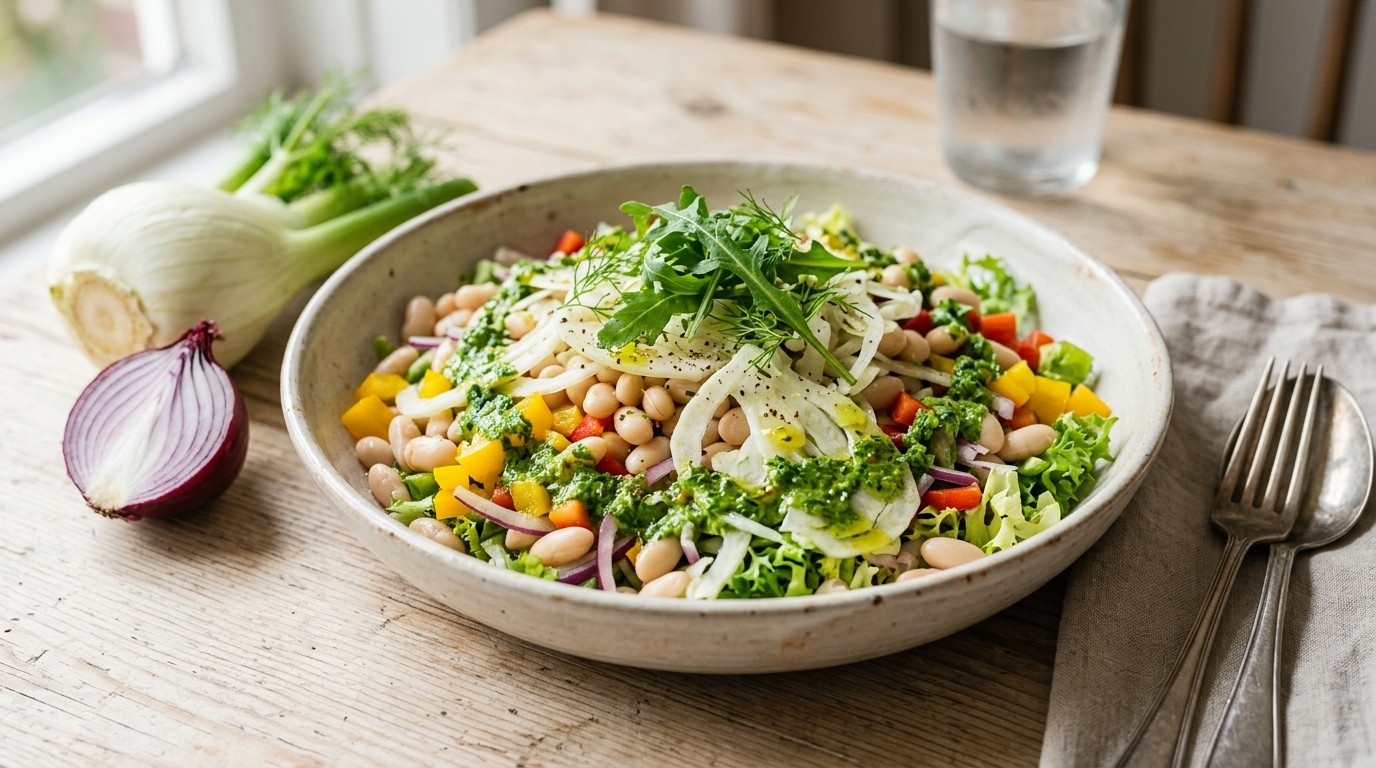 Witte Bonen Salade met Rucoladressing