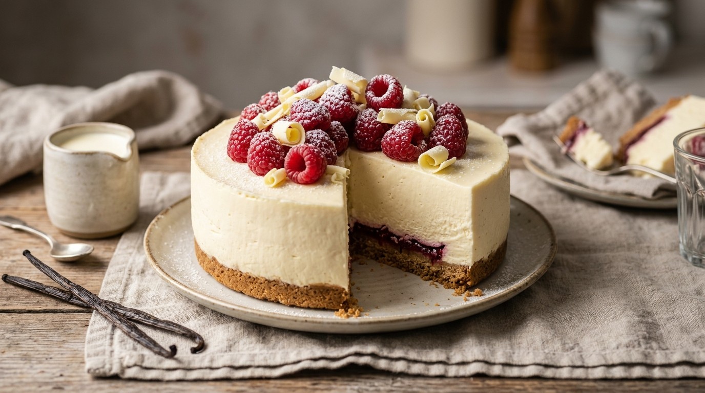 Witte Chocolade Cheesecake met Frambozen