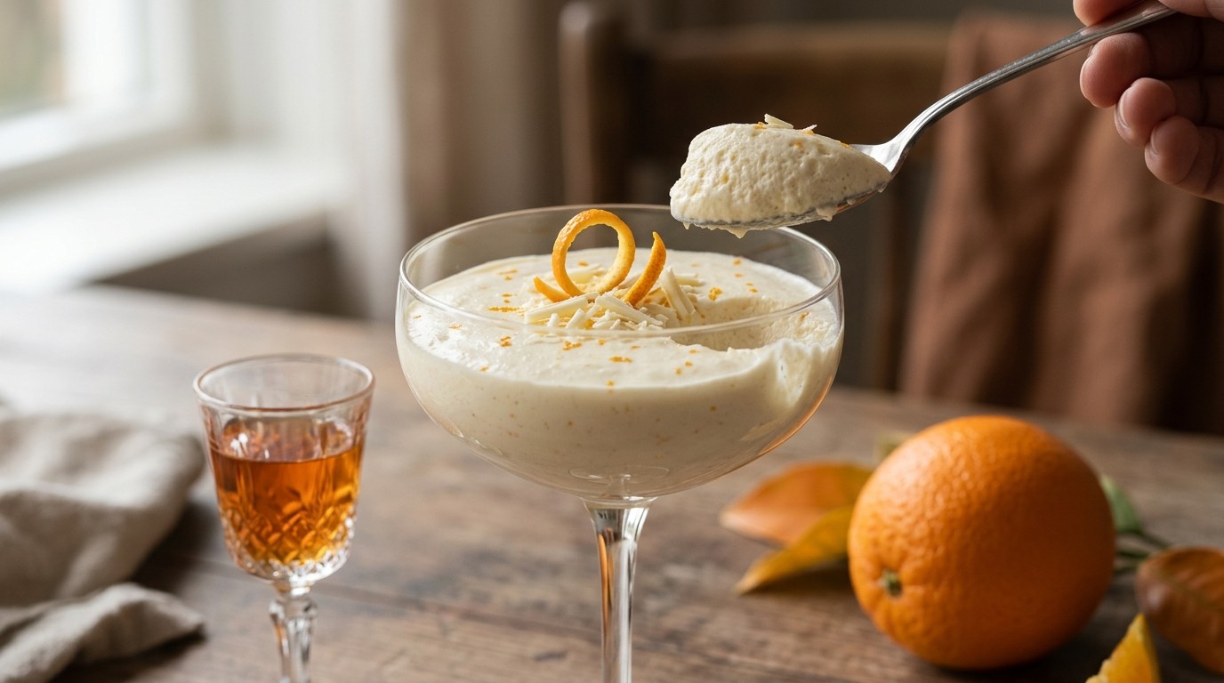 Witte Chocolade/sinaasappelmousse