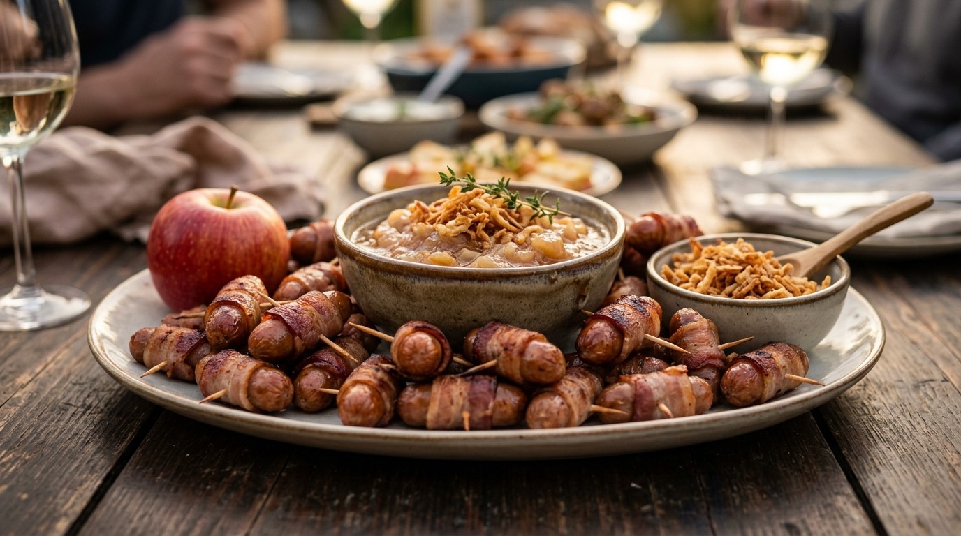 Worst en Spek met Uien-appeldip Voor Buffet