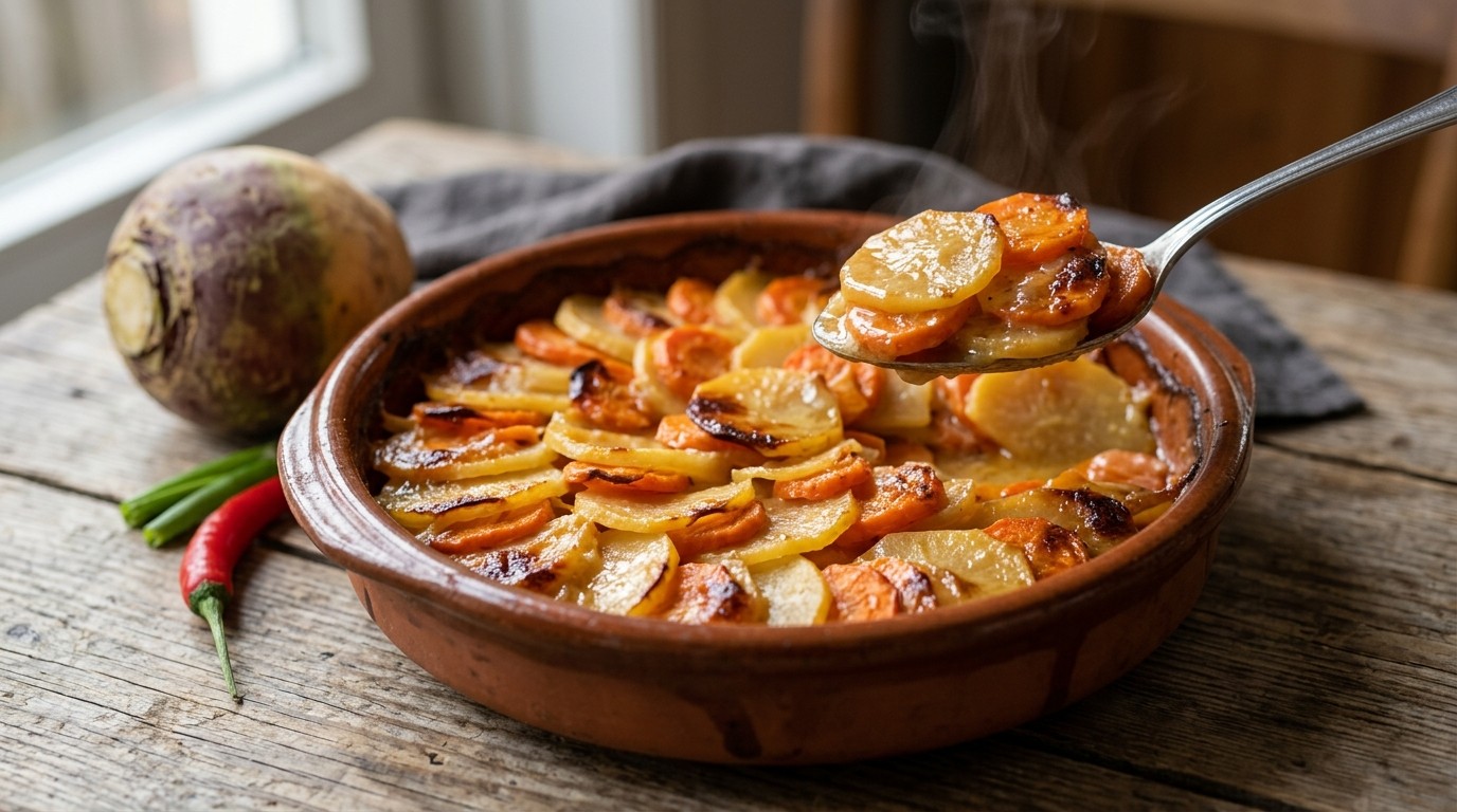 Wortel-koolraapgratin