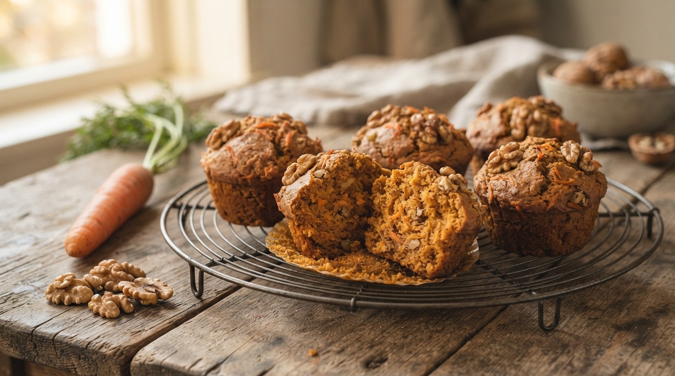 Wortel-walnootmuffins recept Wortel-walnootmuffins recept