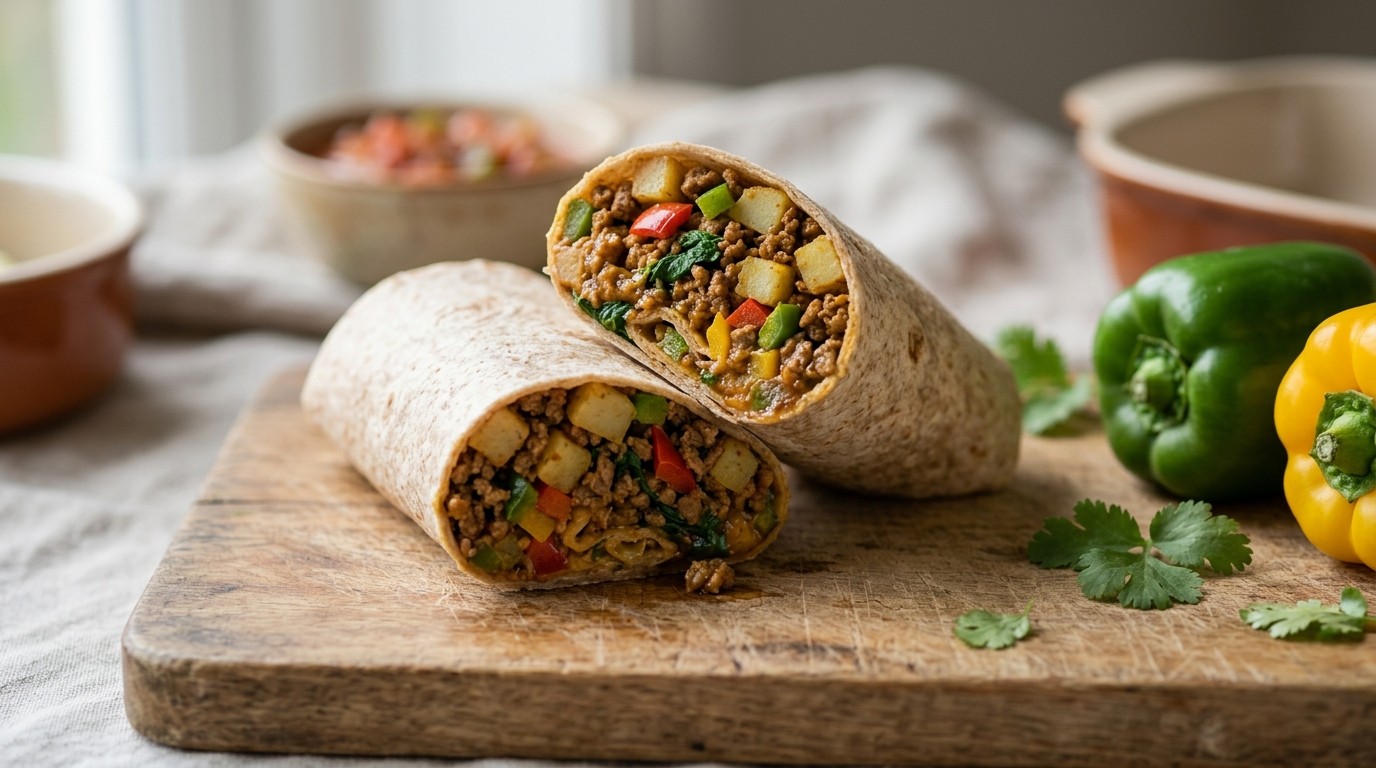Wraps met Gehakt, Aardappel en Groenten
