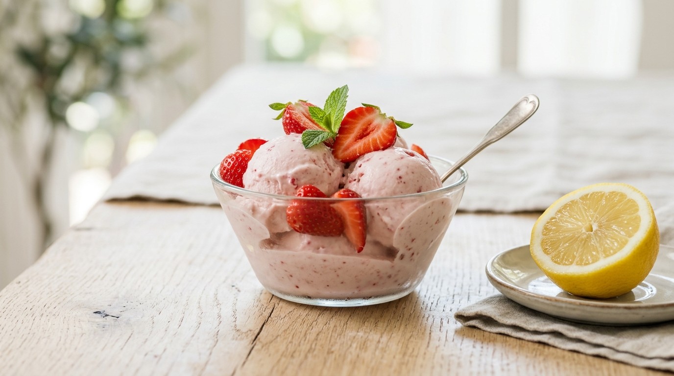 Yoghurt Roomijs met Aardbeien recept Yoghurt Roomijs met Aardbeien recept