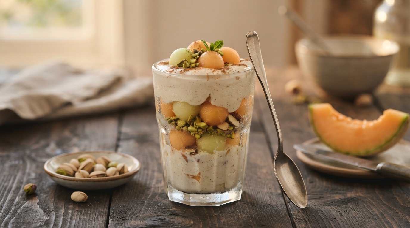 Yoghurt Taj-mahal (met Pistachenootjes en Meloen)