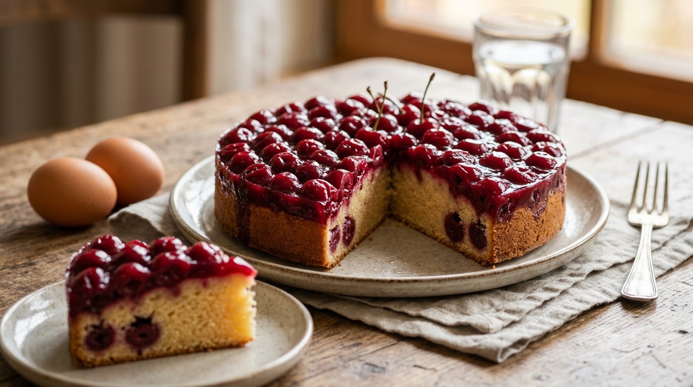 Zachte Cake-taart met Krieken