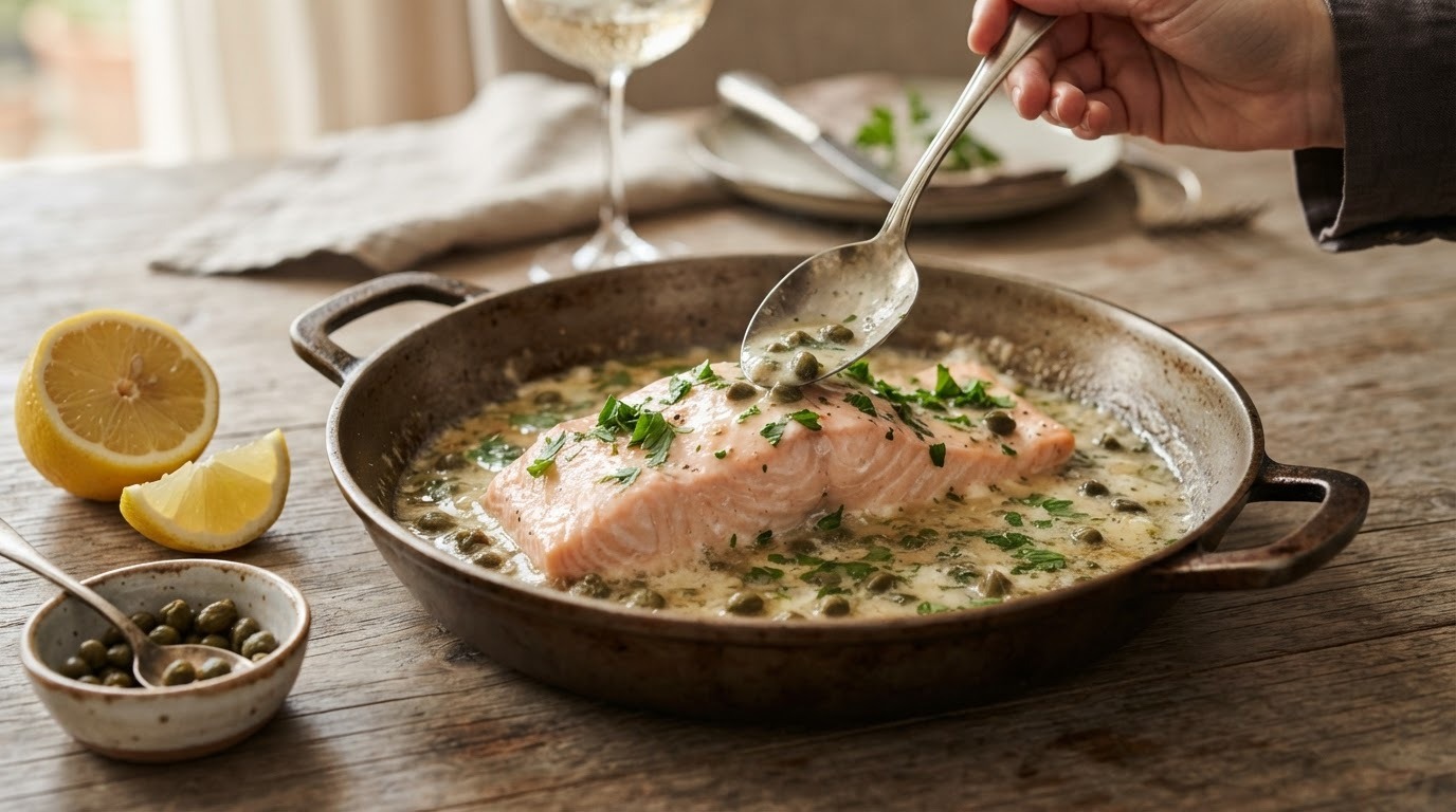 Zalm in Cava met Kappertjes
