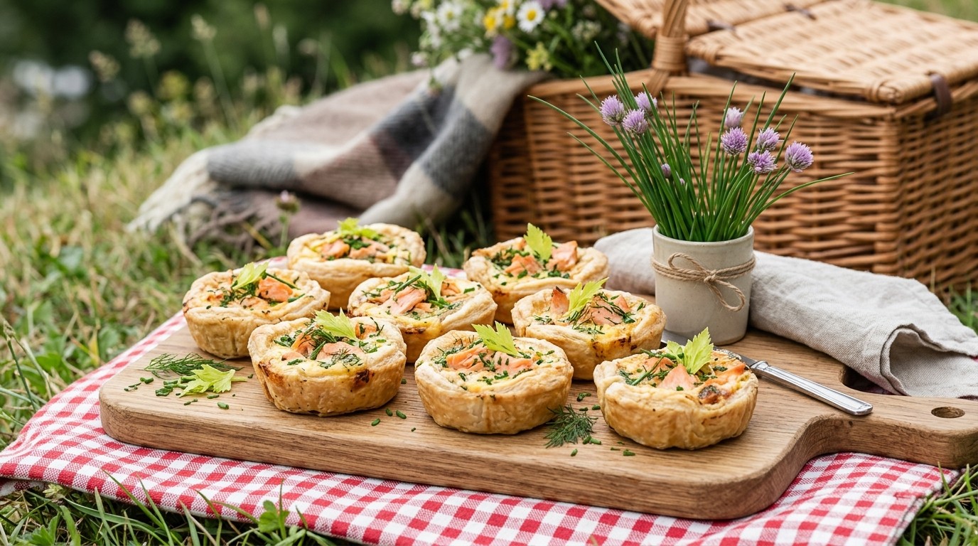 Zalm-kruidentaartjes Voor Picknick recept Zalm-kruidentaartjes Voor Picknick recept