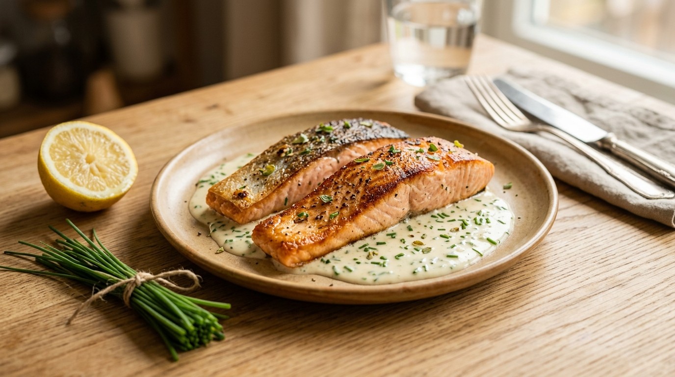 Zalm met Bieslookroomsaus