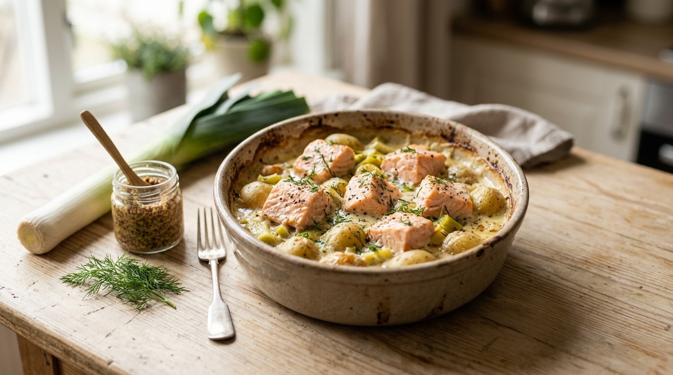 Zalm Overpotje met Mosterdsaus
