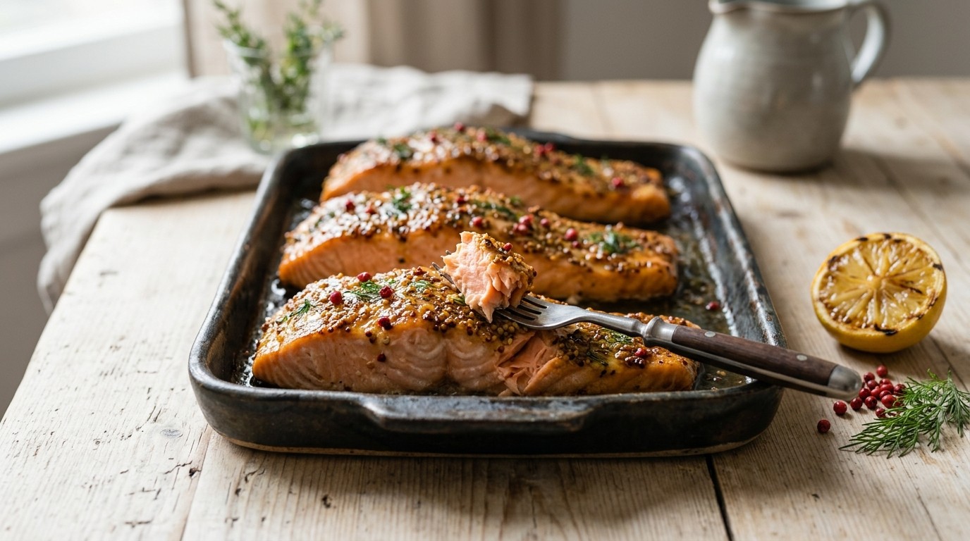 Zalmfilet in Honing Mosterd