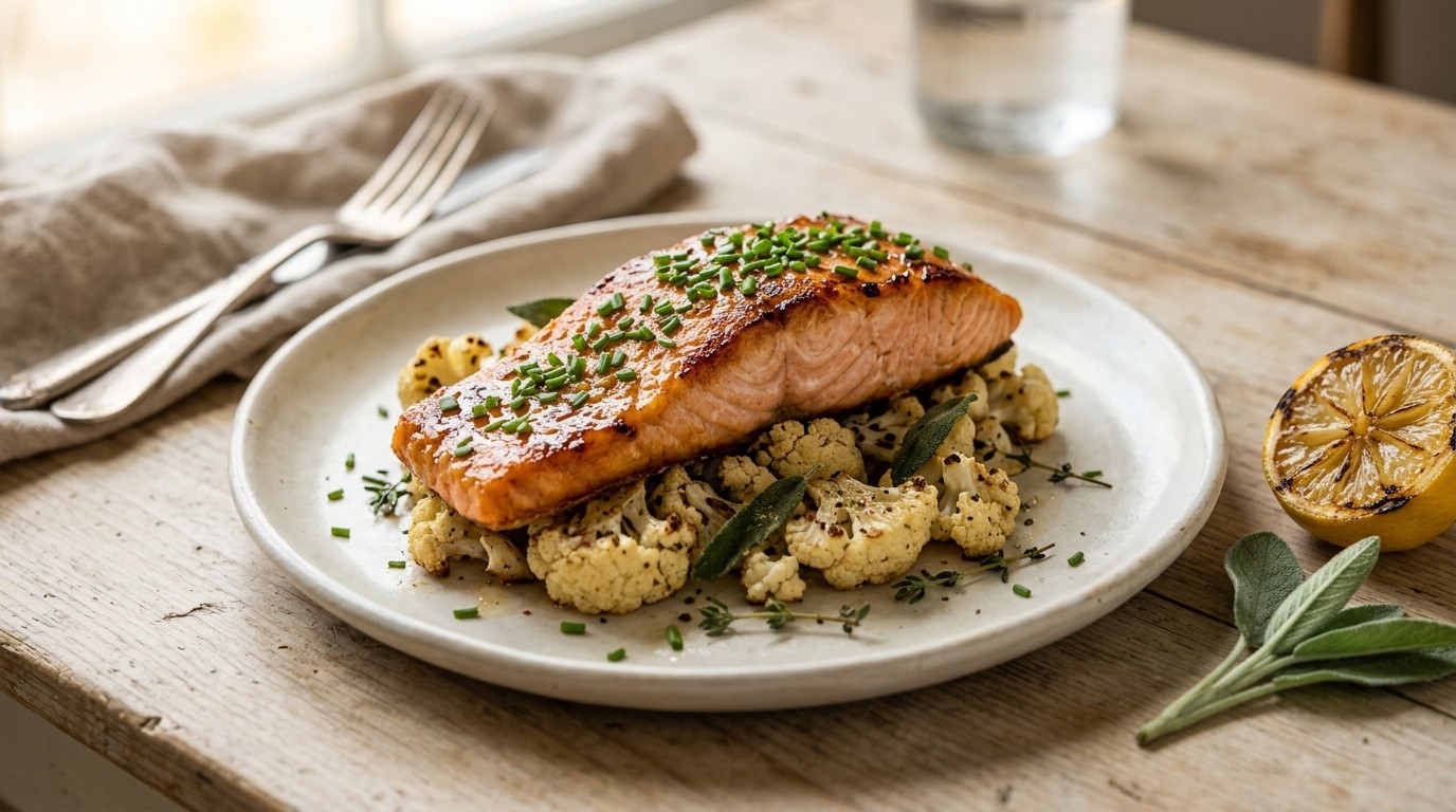 Zalmfilet met Bloemkool op Oosterse Wijze