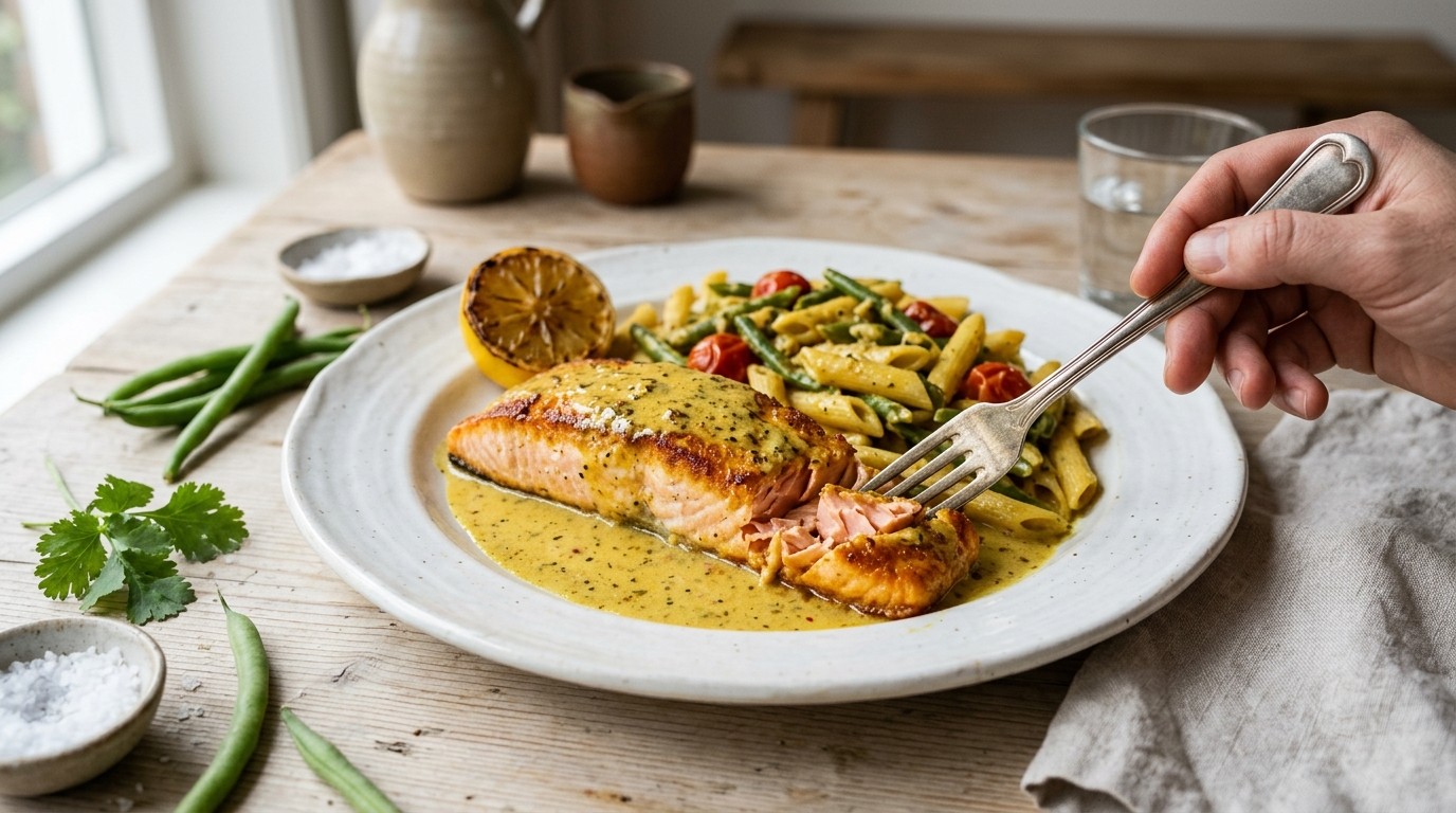 Zalmfilet met Kerriepasta