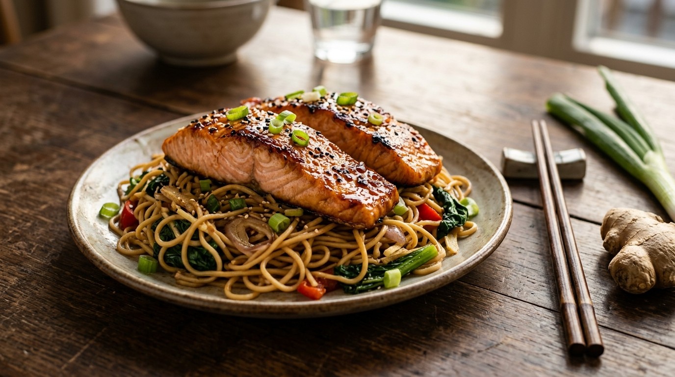 Zalmfilets met Chinese mie