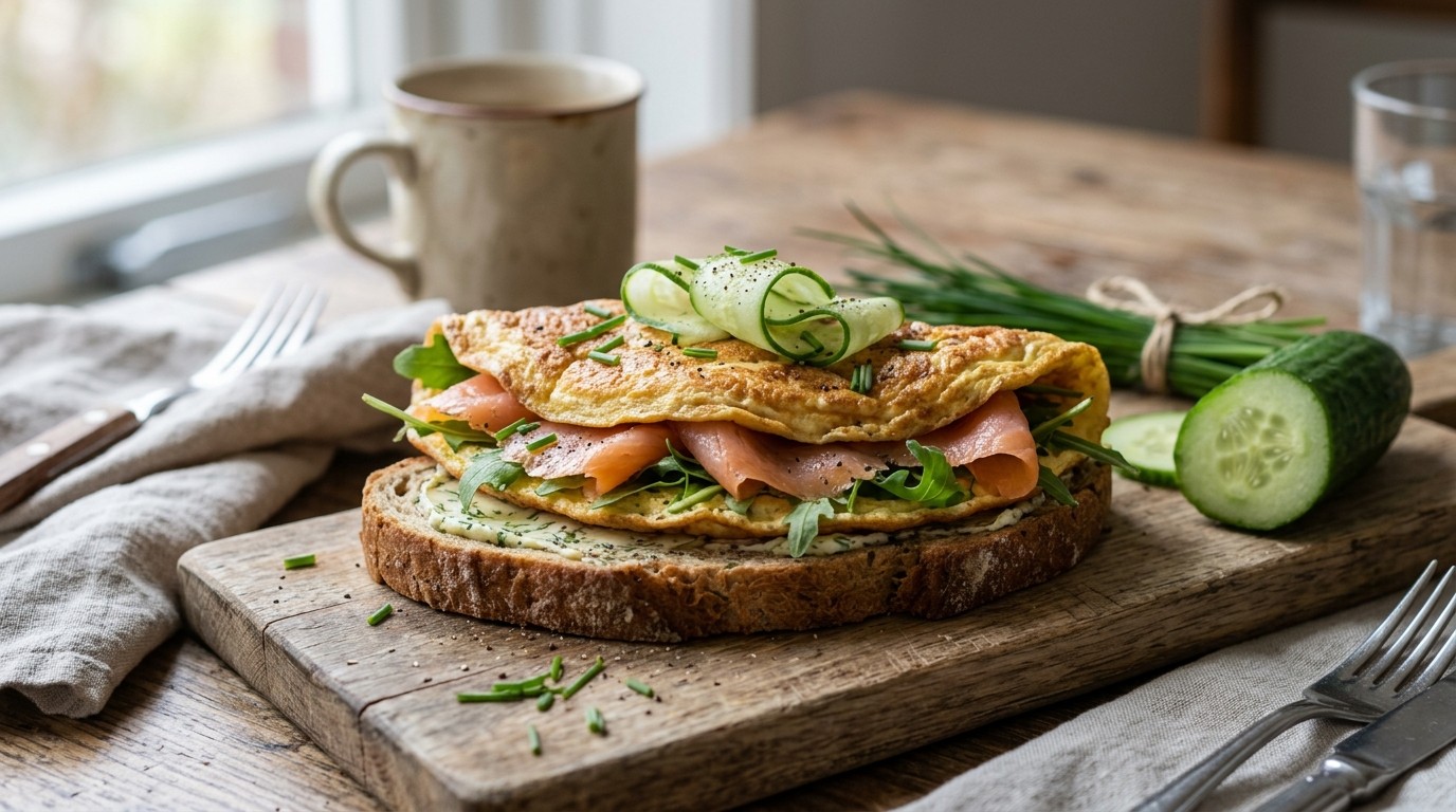 Zalmomelet op Brood met Grasboter recept Zalmomelet op Brood met Grasboter recept