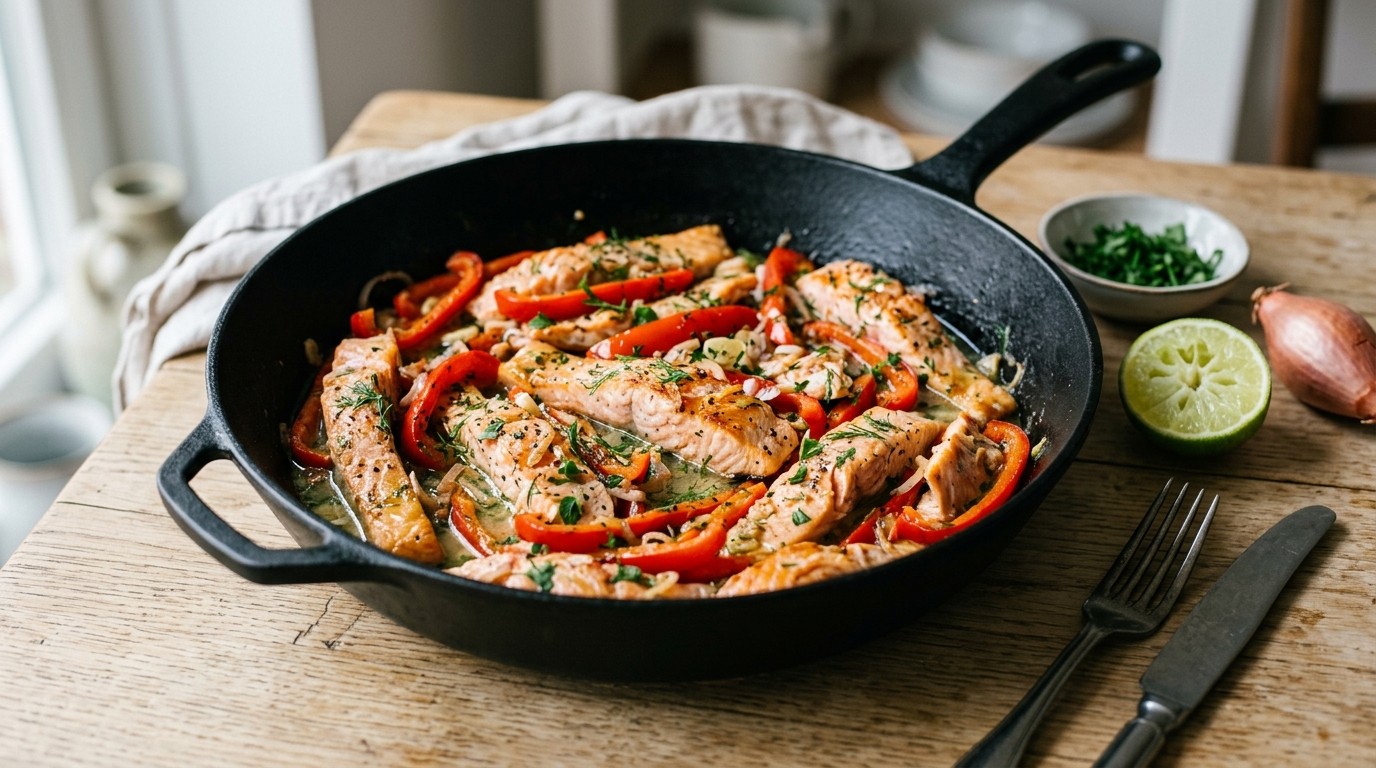 Zalmreepjes met Paprika recept Zalmreepjes met Paprika recept