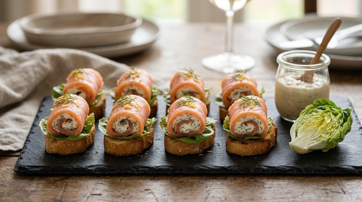 Zalmrolletjes met Dilleroom recept Zalmrolletjes met Dilleroom recept