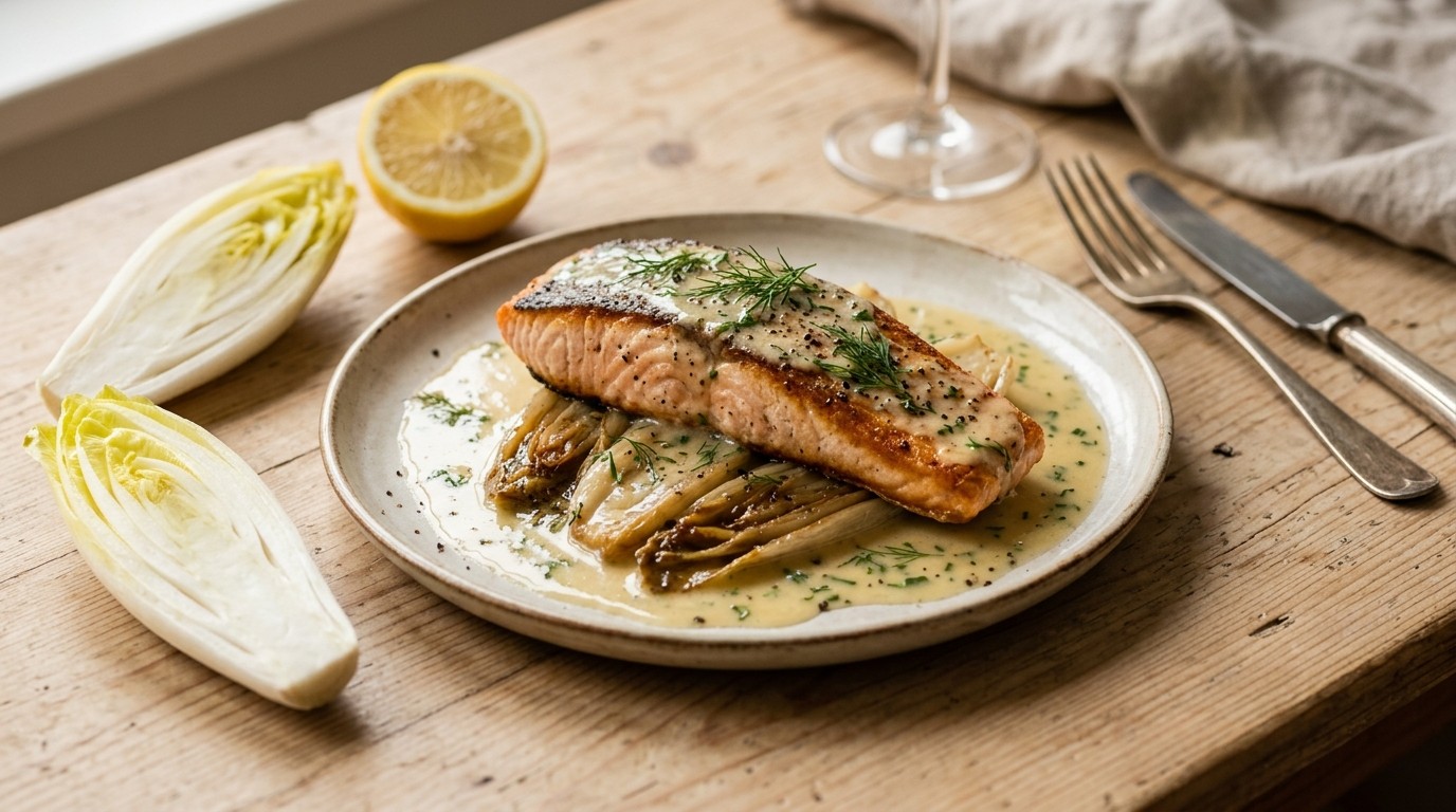 Zalmsteak met Witte Wijnsaus