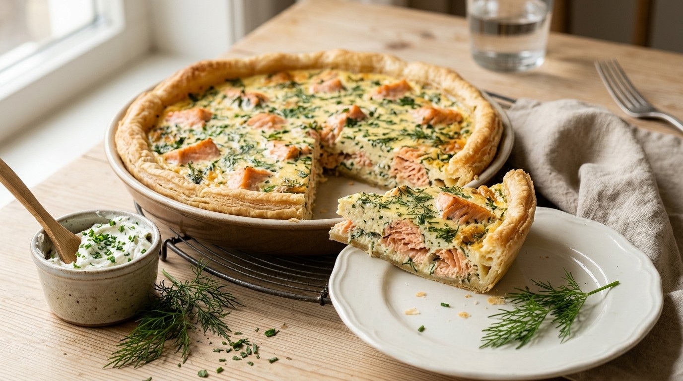 Zalmtaart met Kruidenkaas