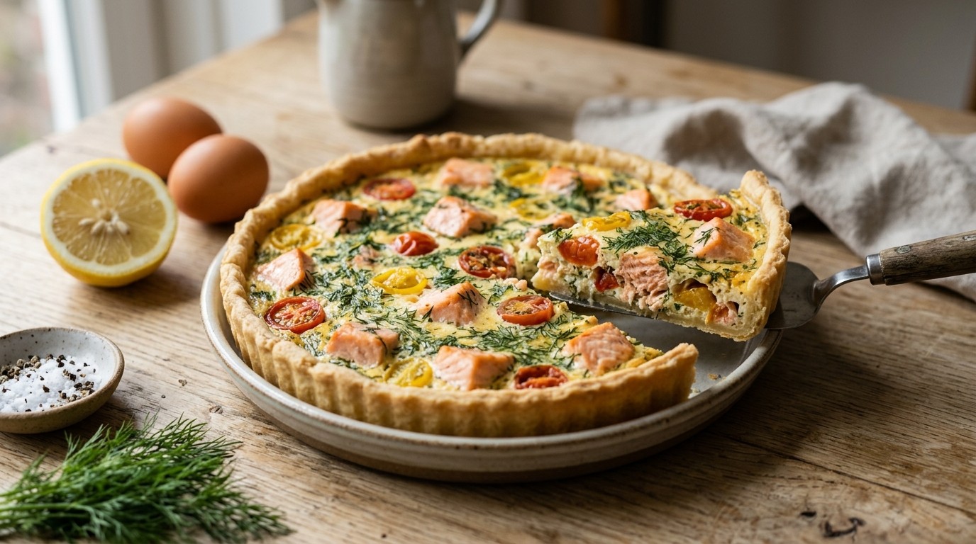 Zalmtaart met Tomaatjes en Dille