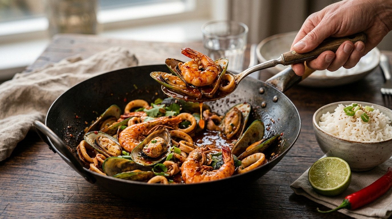 Zeevruchten met Sweet Chilisaus