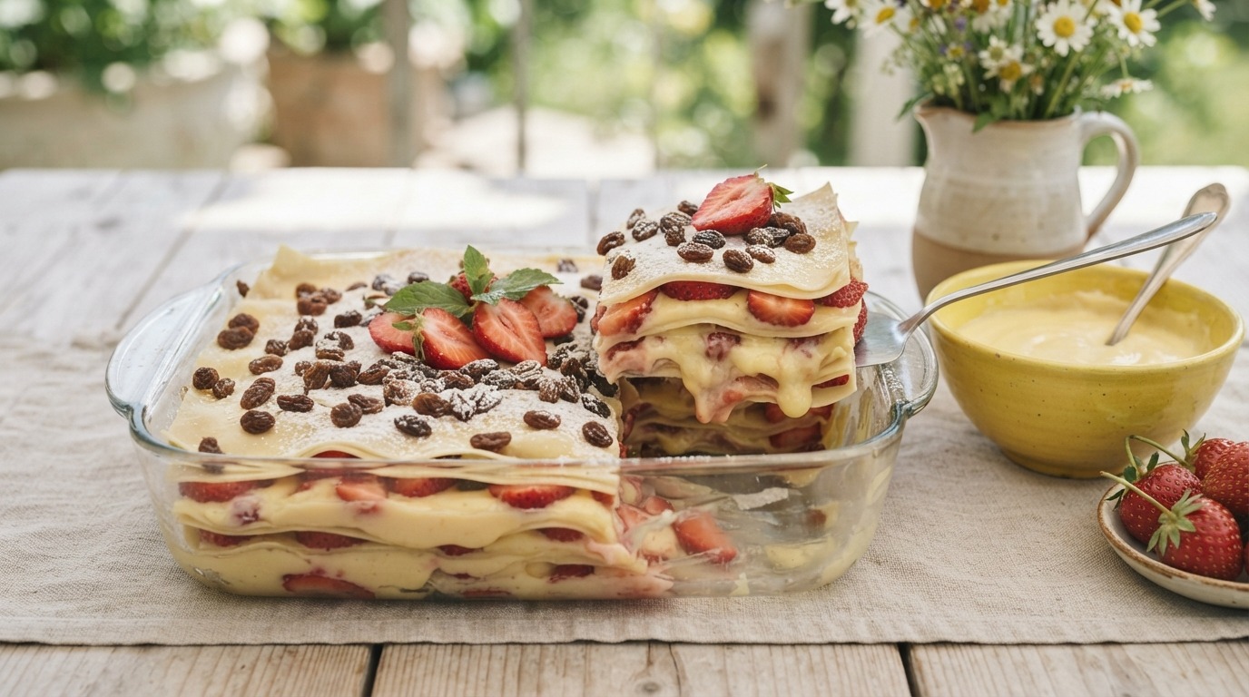 Zoete Lasagne met Aardbeien