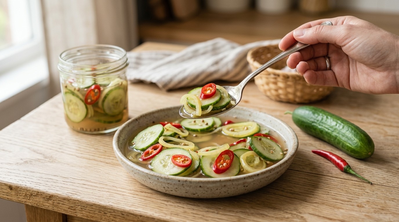 Zoetzure Komkommer en Gele ui recept Zoetzure Komkommer en Gele ui recept