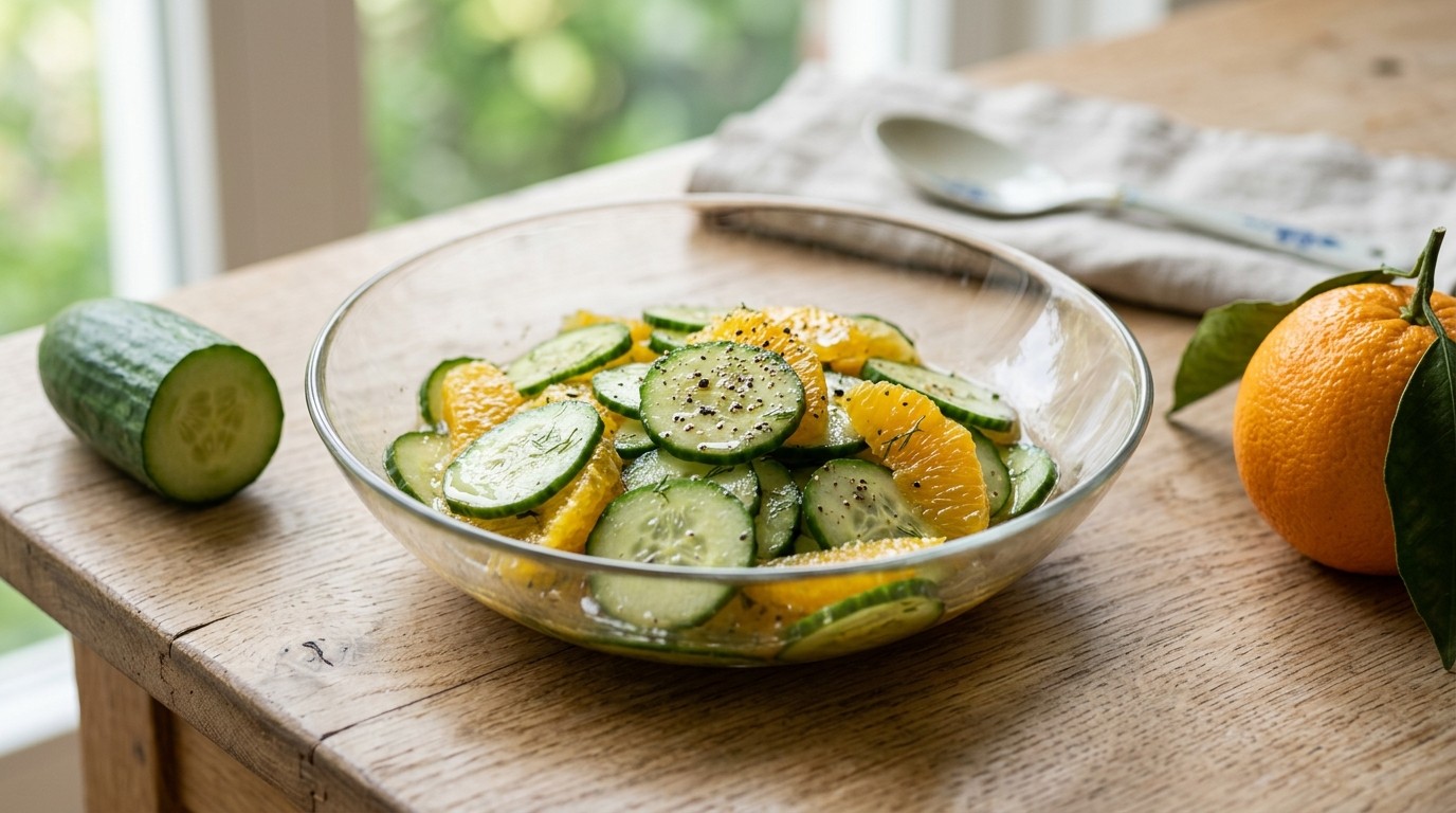 Zoetzure Komkommer met Sinaasappel recept Zoetzure Komkommer met Sinaasappel recept